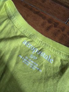 Y2K Aeropostale Lime Green Deep Neck Slim Fit Top