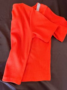 Sparkly Orange Ribbed Top