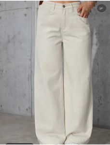 Wide Leg Cream Jeans