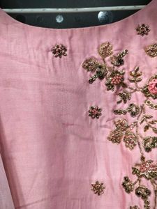 Elegant Pink Embroidered Gown