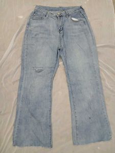 Light Wash Distressed Flare Jeans