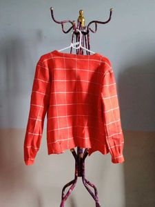 Chic Orange Plaid Cardigan