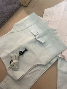 Cute White Shirt and Blue Pants Set