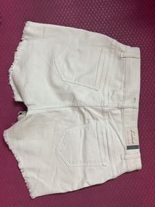 White Denim Shorts with Butterfly Print