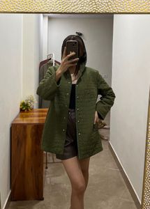 GAFFY SPORT OLIVE GREEN QUILTED HOODED JACKET