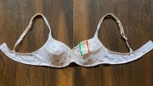 White Floral Print Bra