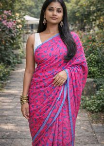 Pink Whisper Blue Saree