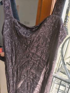 Elegant Brown Lace Midi Dress