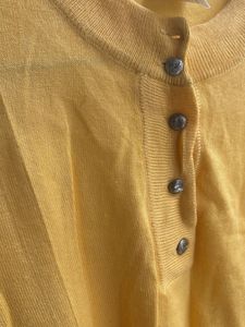 Yellow Henley Knit Sweater
