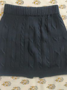 Navy Blue Cable Knit Button Skirt