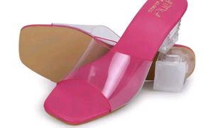 Pink Clear Heel Sandals