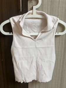 Sleeveless Collared Crop Top