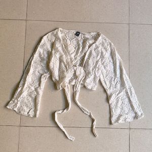Boho Lace Tie Shrug