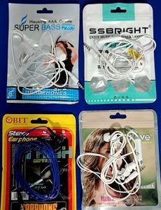 4 Wired Earphones Combo Pack