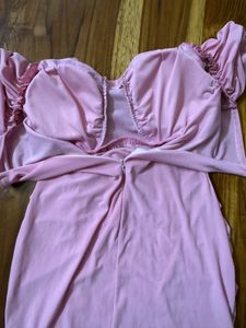 Chic Pink Ruched bodycon mini Dress