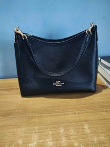 Original Coach Black Pebbled Leather Shoulder Bag