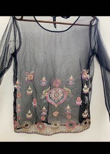 Sheer Embroidered Tunic Top