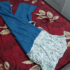 Miss Chase, white-dusky blue floral laced jumpsuits with back chain and sized large