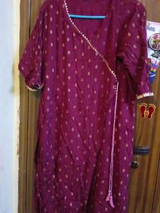 Maroon Kurta Set with Printed Pants