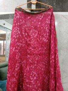 Vibrant Red Bandhani DupattaAnd Gold Stolei