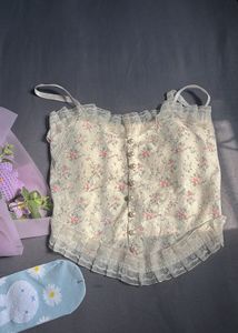 ✨ Pinterest Aesthetic Floral Lace Corset Cami Top