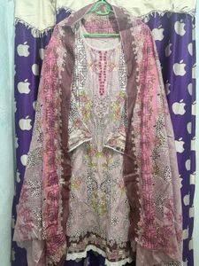 Beautiful Pink Floral Kurta Set with Dupatta