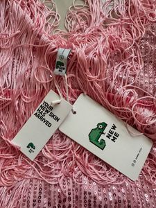 Sparkling Pink Fringe &amp; Feather Dress