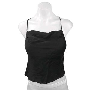 Black Spaghetti Strap Cowl Neck Top