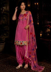 Pink Embroidered Kurta Set with Dupatta