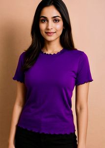 Purple Ruffle Trim Top