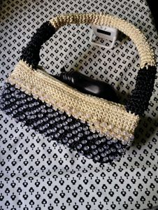 Black & cream macrame Handbag