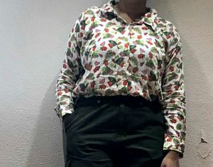 Cute Fruit Print Button-Up Shirt
