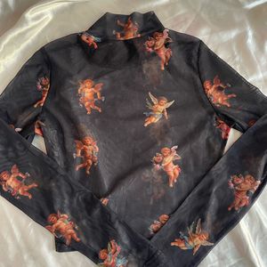 Sheer Cherub Print Top