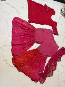 Vibrant  pink Sequin kurta  Sharara Set