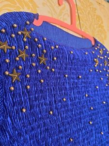 Sparkly Blue Bell Sleeve Top