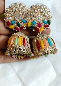 Boho Multi-Color Jhumka Earrings