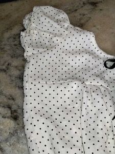 White Polka Dot Top with Tie Detail