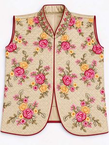 Embroidered Quilted Nehru Jacket