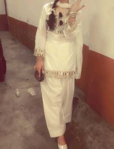 White Kurta farsi salwar with Mirror Work