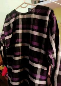 Purple and Black Checkered zipper maxi for winter
