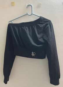 stylecast off Shoulder Black Cropped Top