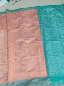 Beautiful Peach &amp; Teal Saree
