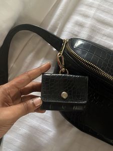 Black Croc Embossed Fanny Pack