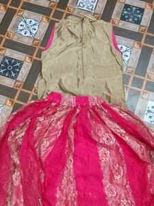 Elegant Gold &amp; Pink Lehenga Choli