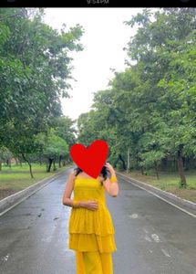 Elegant Yellow Tiered Kurta Set with Palazzo