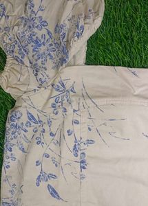 Floral Square Neck Puff Sleeve Crop Top
