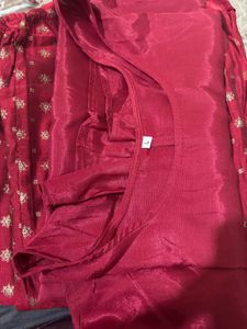 Elegant Red Kurta with Gold Print