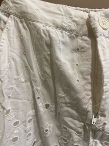 Chic White Embroidered Cargo Pants