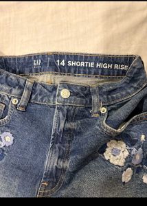 Embroidered Denim Shorts