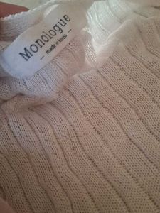 White and Cream Ribbed Knit Cardigan